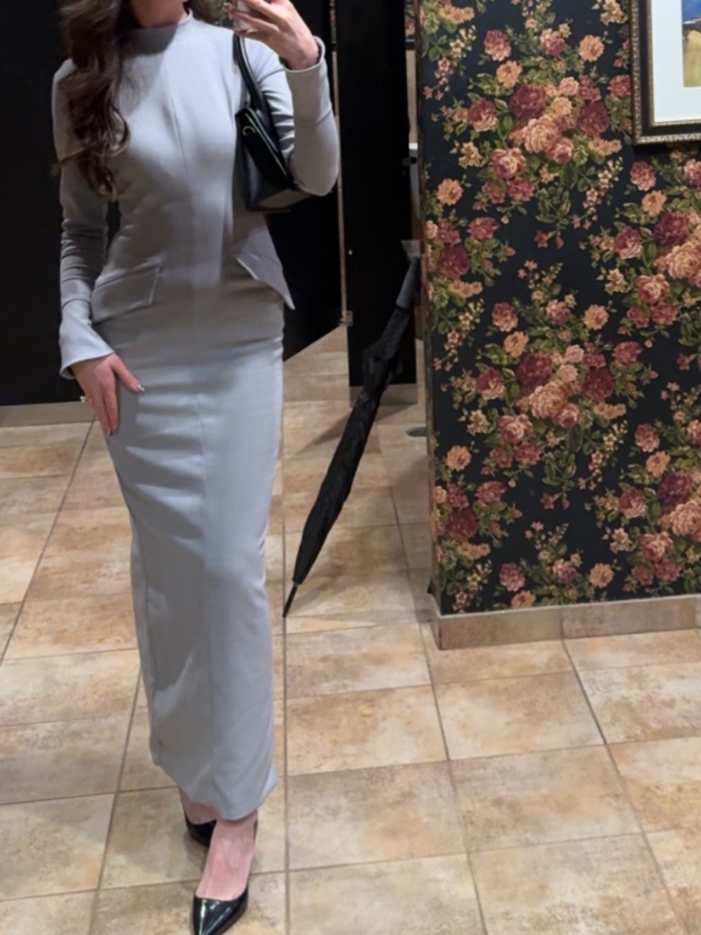 House of CB Light Gray Ponte Jacket & Long Skirt Set